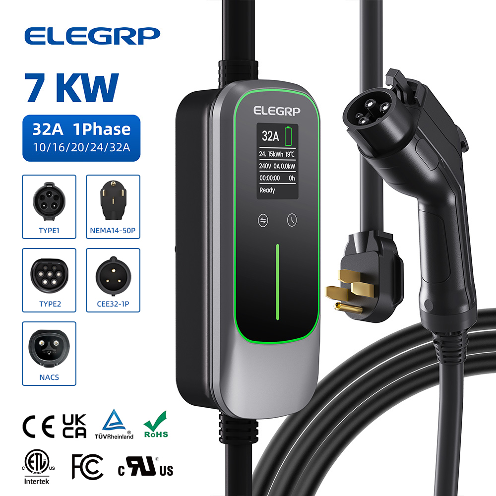 ELEGRP 32 Amp draagbare elektr - Portable Ev Charger recensie en prijs